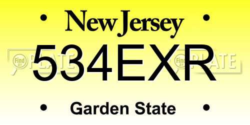 534EXR New Jersey License Plate