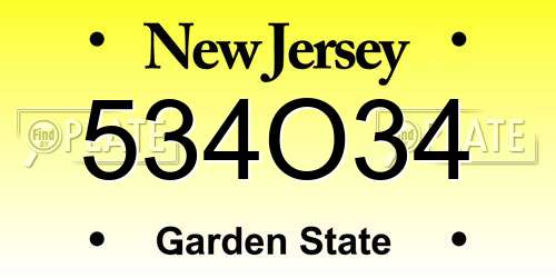 534O34 New Jersey License Plate