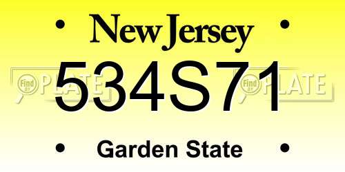 534S71 New Jersey License Plate