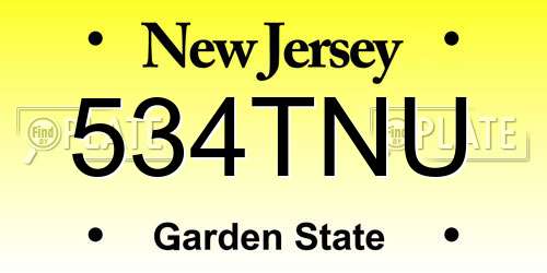 534TNU New Jersey License Plate