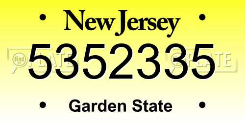 5352335 New Jersey License Plate