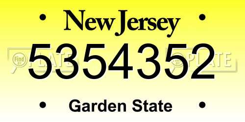 5354352 New Jersey License Plate