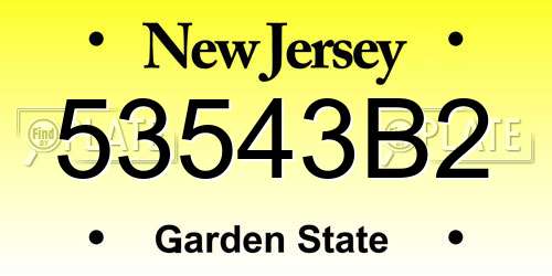 53543B2 New Jersey License Plate
