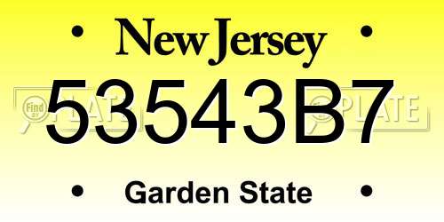 53543B7 New Jersey License Plate