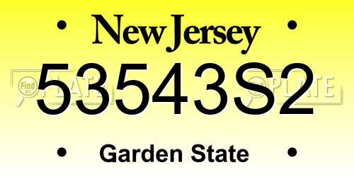 53543S2 New Jersey License Plate