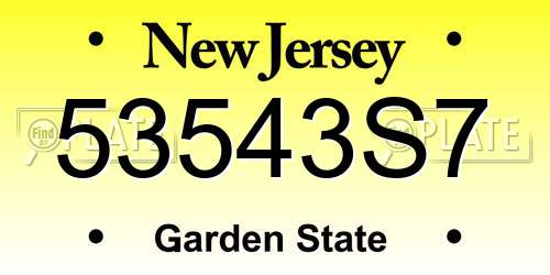 53543S7 New Jersey License Plate