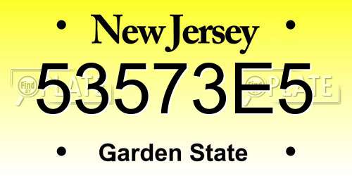 53573E5 New Jersey License Plate