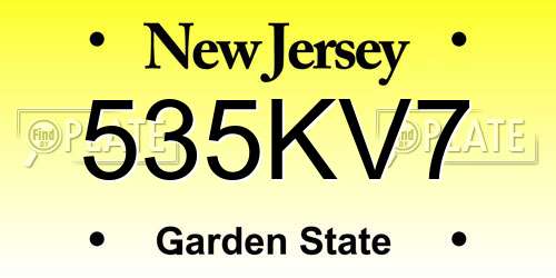 535KV7 New Jersey License Plate