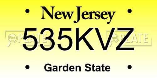 535KVZ New Jersey License Plate
