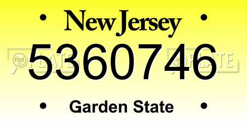 5360746 New Jersey License Plate