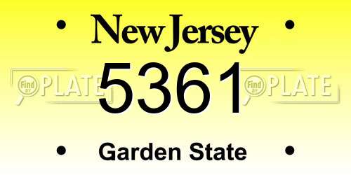 5361 New Jersey License Plate
