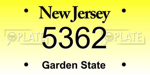 5362 New Jersey License Plate