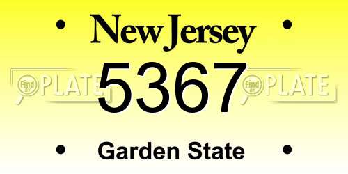 5367 New Jersey License Plate