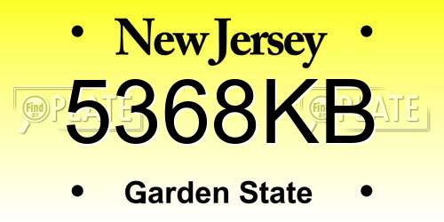 5368KB New Jersey License Plate