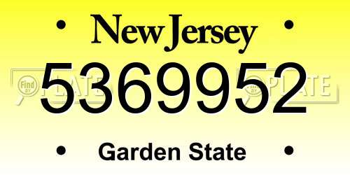 5369952 New Jersey License Plate