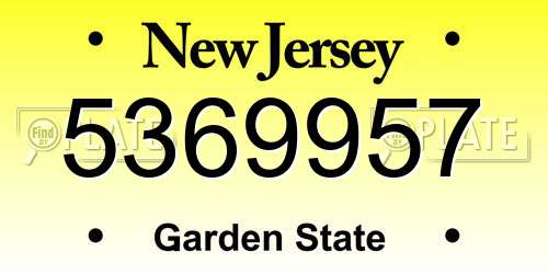 5369957 New Jersey License Plate