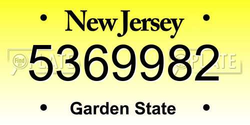 5369982 New Jersey License Plate