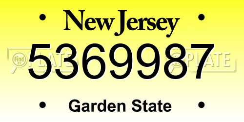 5369987 New Jersey License Plate