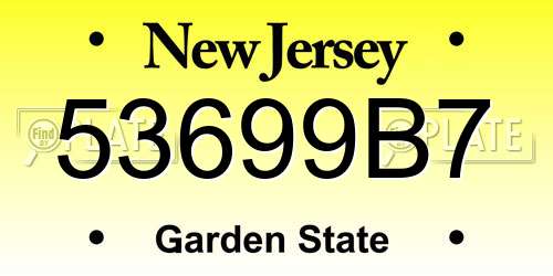 53699B7 New Jersey License Plate