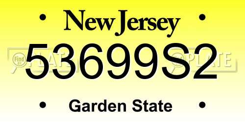 53699S2 New Jersey License Plate