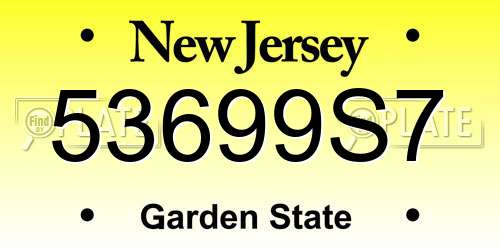 53699S7 New Jersey License Plate
