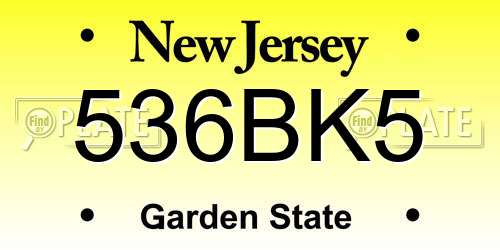 536BK5 New Jersey License Plate