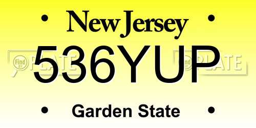 536YUP New Jersey License Plate