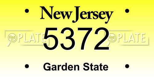 5372 New Jersey License Plate