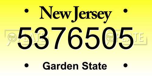 5376505 New Jersey License Plate