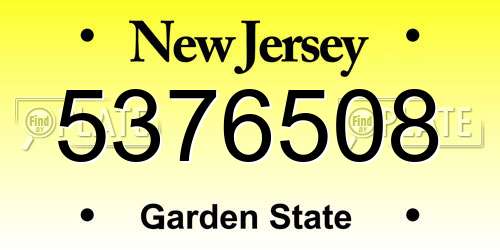 5376508 New Jersey License Plate