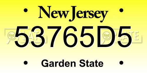 53765D5 New Jersey License Plate