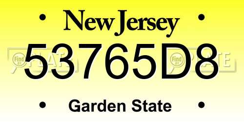 53765D8 New Jersey License Plate