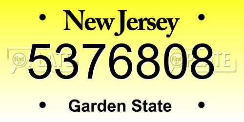5376808 New Jersey License Plate