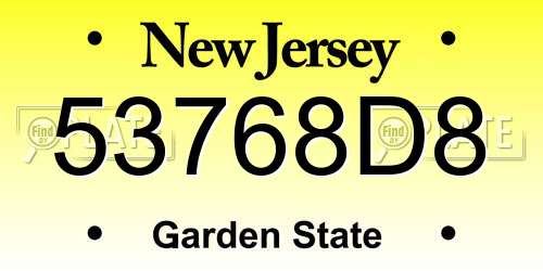 53768D8 New Jersey License Plate