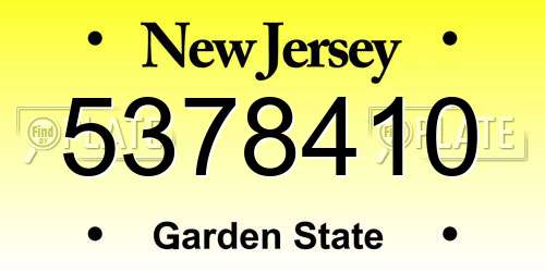 5378410 New Jersey License Plate