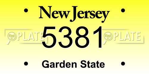 5381 New Jersey License Plate