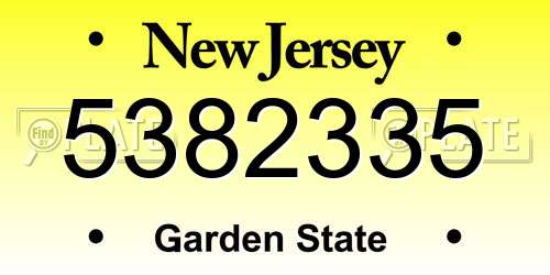5382335 New Jersey License Plate