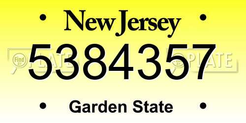 5384357 New Jersey License Plate