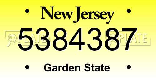 5384387 New Jersey License Plate