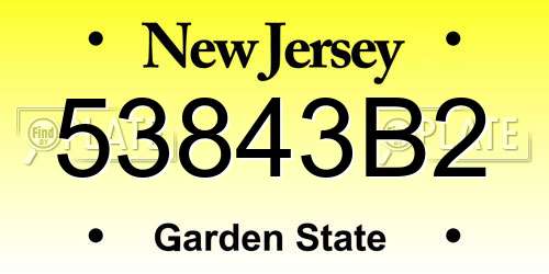 53843B2 New Jersey License Plate