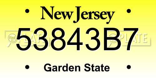 53843B7 New Jersey License Plate