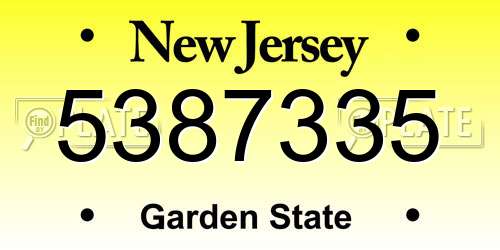 5387335 New Jersey License Plate