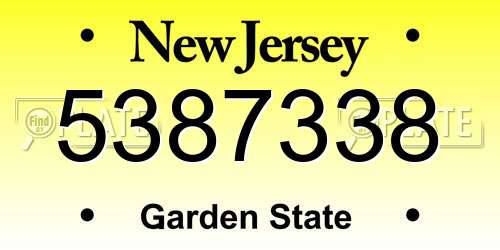 5387338 New Jersey License Plate