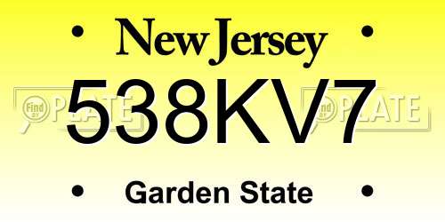 538KV7 New Jersey License Plate