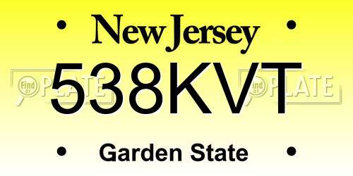 538KVT New Jersey License Plate