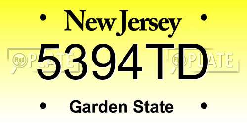 5394TD New Jersey License Plate