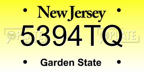 5394TQ New Jersey License Plate