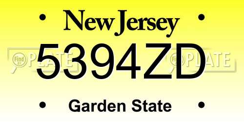 5394ZD New Jersey License Plate