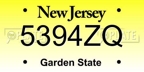 5394ZQ New Jersey License Plate