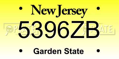 5396ZB New Jersey License Plate